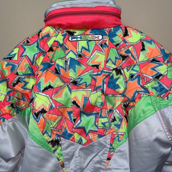 Team Phenix White Neon 80s Ski Jacket Small Medium - Picture 7 of 16